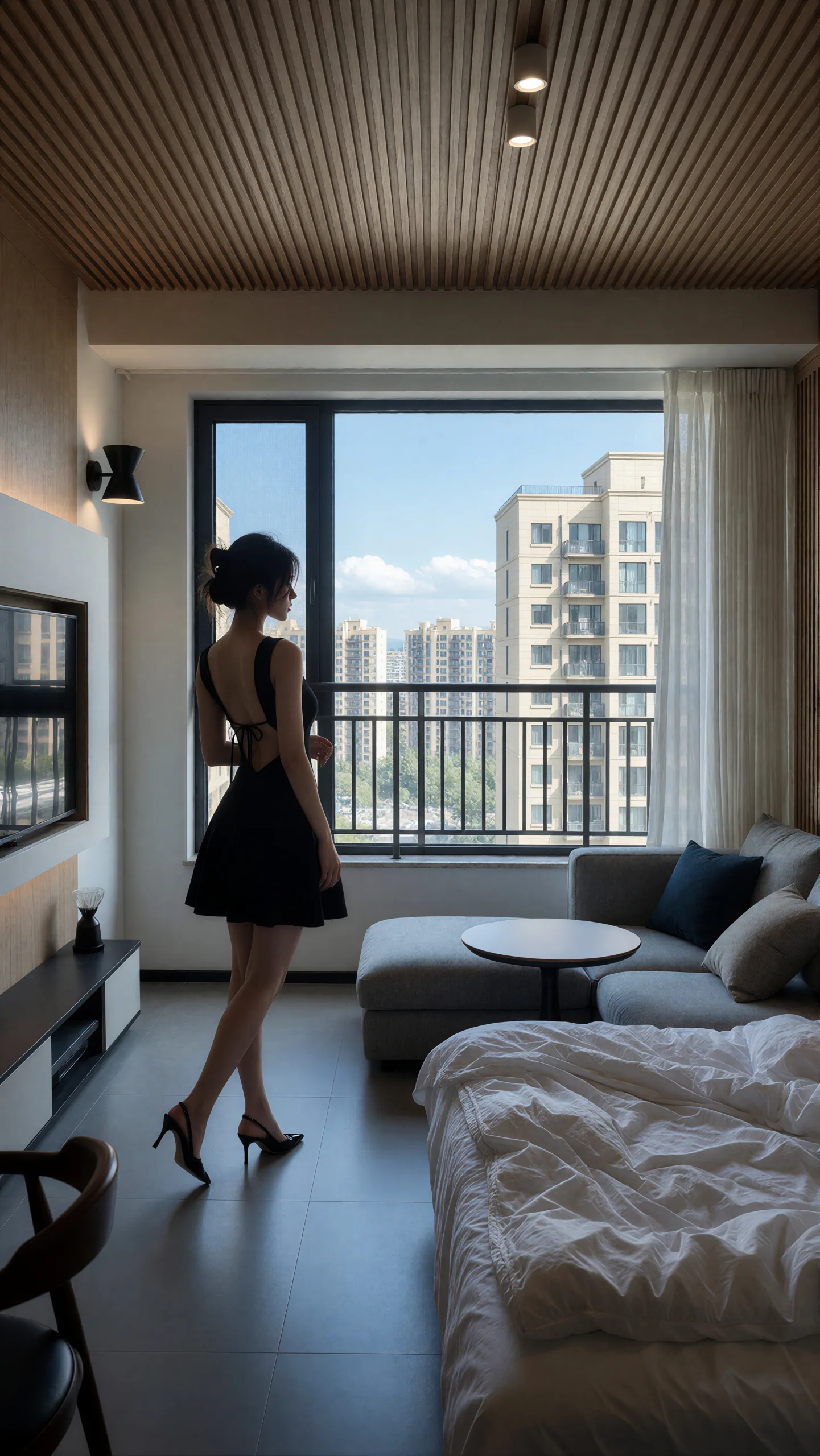 画面风格：写实轻奢家居人像摄影风格，8K 超高分辨率画质，画面整