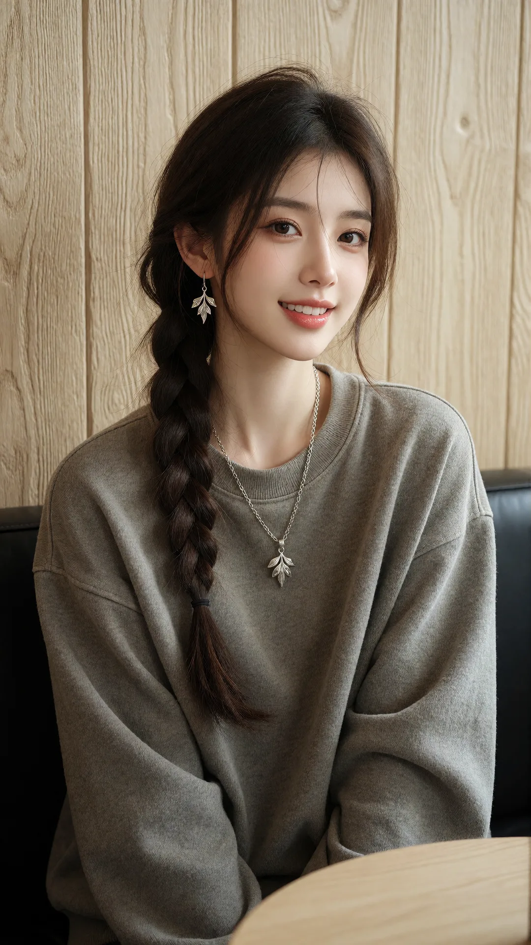 画面风格：自然室内人像摄影，高清晰度与柔和光影呈现，色彩还原真实