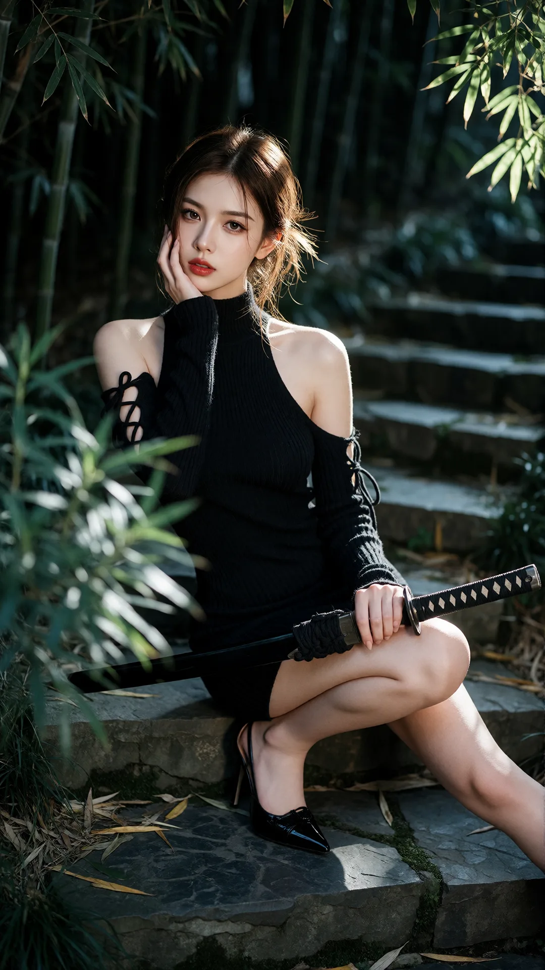 画面风格：时尚人像摄影，高清晰度与细腻质感呈现，光影过渡自然柔和