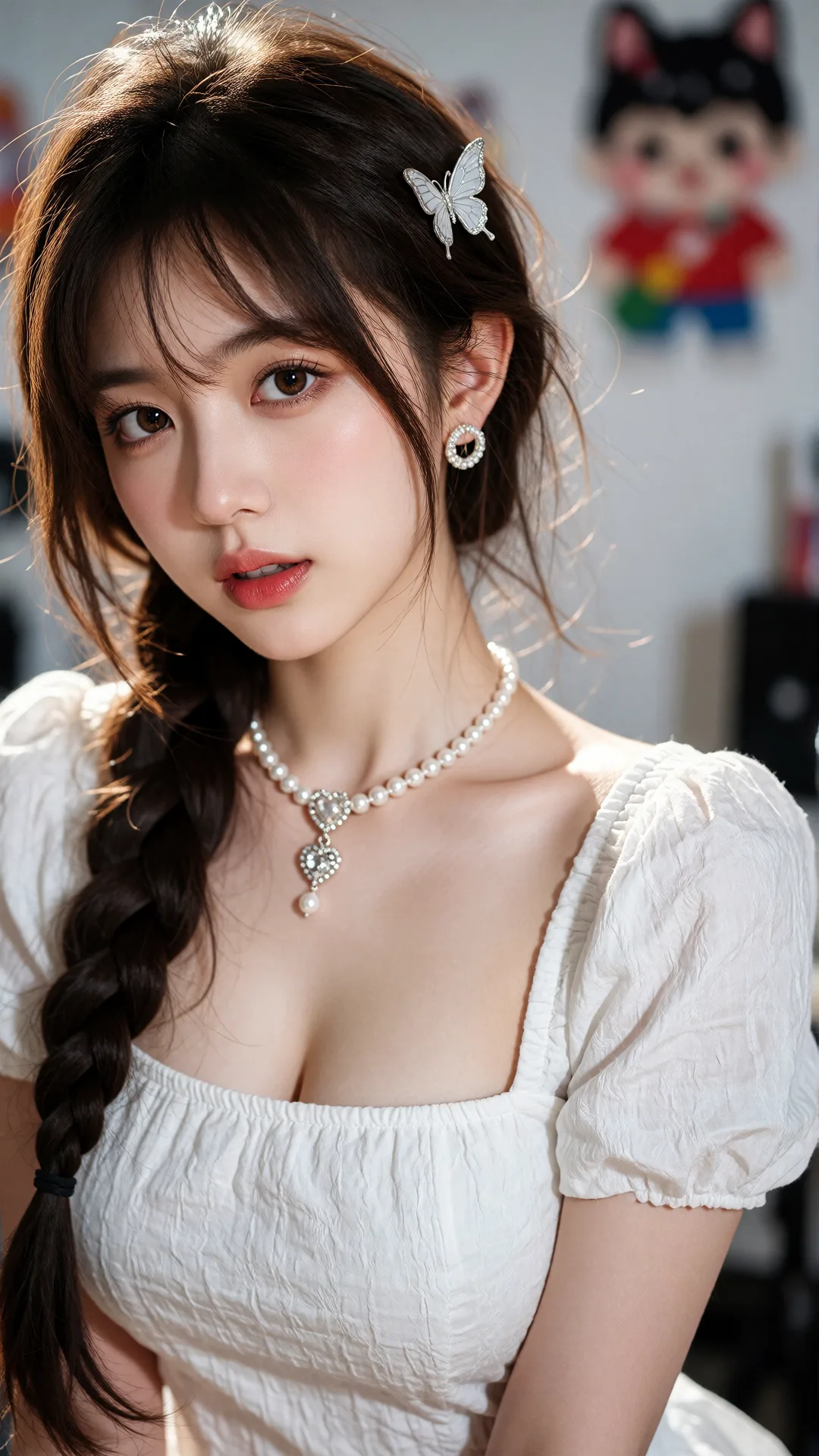画面风格：精致柔美的室内人像摄影，采用高清晰度与高分辨率呈现，光
