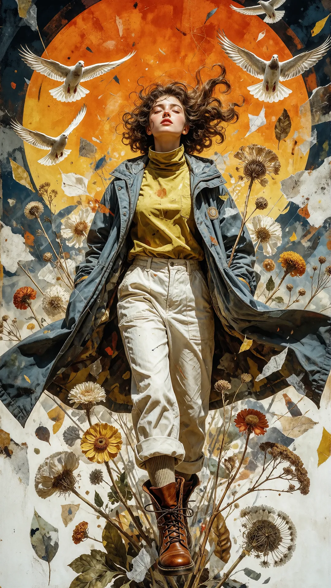 画面风格：采用拼贴艺术与超现实主义插画相结合的风格，具有强烈的艺