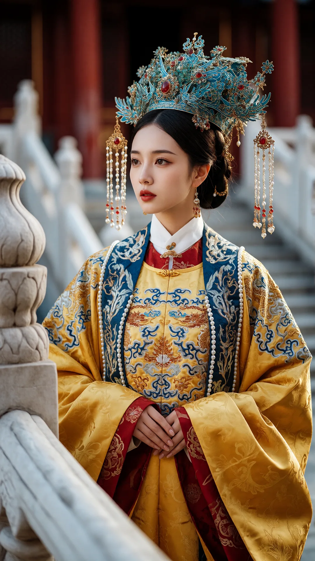 画面风格：中国传统宫廷古风摄影，具有电影级的叙事感和高清晰度画质